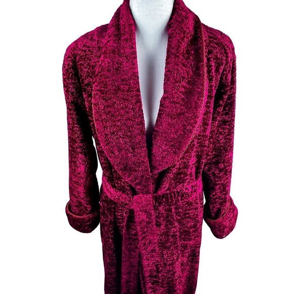 Vintage Diamond Tea Red Crushed Velvet Full Length Robe - Picture 6 of 15